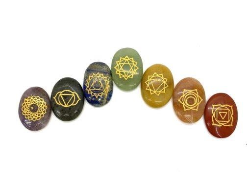 7 Chakra Engraved Oval Set