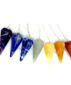 7 Chakra Facted Cone Pendulum Set