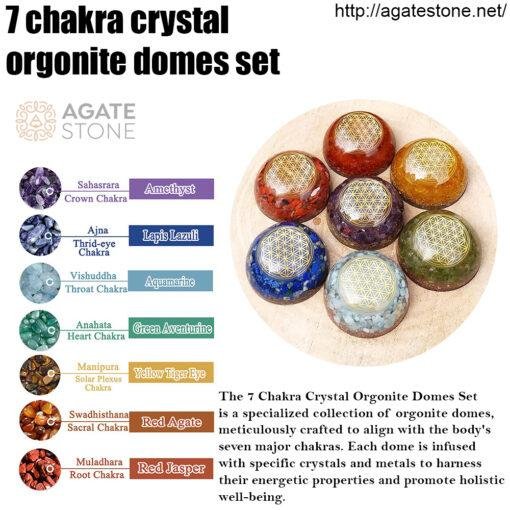 7 chakra crystal orgonite domes set 1