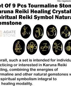 Black Agate Oval Karuna Reiki Engraved Set 1