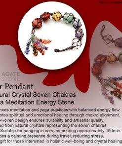 Car Pendant Natural Crystal Seven Chakras Yoga Meditation Energy Stone Hand-woven Pendant 0