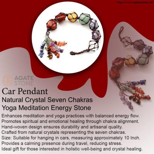 Car Pendant Natural Crystal Seven Chakras Yoga Meditation Energy Stone Hand-woven Pendant 0