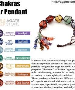 Car Pendant Natural Crystal Seven Chakras Yoga Meditation Energy Stone Hand-woven Pendant 1