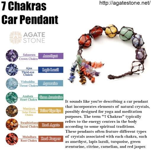 Car Pendant Natural Crystal Seven Chakras Yoga Meditation Energy Stone Hand-woven Pendant 1