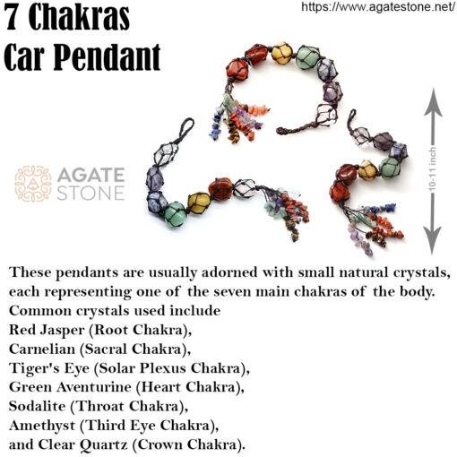 Car Pendant Natural Crystal Seven Chakras Yoga Meditation Energy Stone Hand-woven Pendant 4