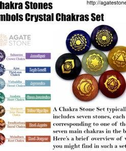 Chakra Stone Set with 7 Chakra Stones and Symbols Crystal Chakras Set 1