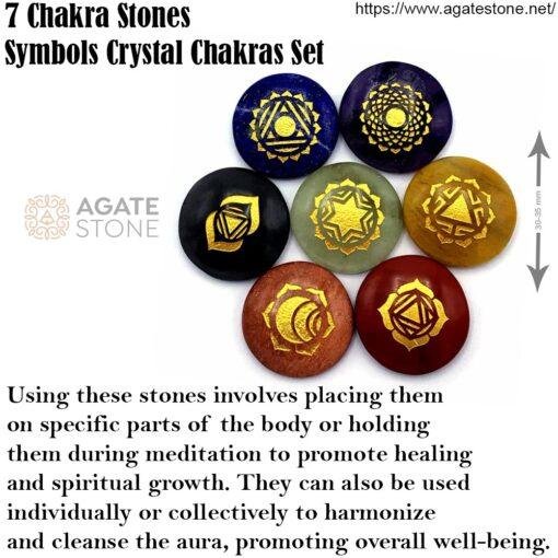 Chakra Stone Set with 7 Chakra Stones and Symbols Crystal Chakras Set 4