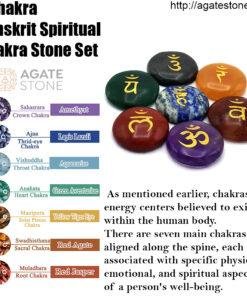 Sanskrit Spiritual Chakra Stone Set with 7 Chakra Stones and Symbols Crystal Chakras Set 1