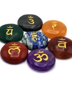 Sanskrit Spiritual Chakra Stone Set with 7 Chakra Stones and Symbols Crystal Chakras Set -11