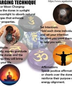 Sanskrit Spiritual Chakra Stone Set with 7 Chakra Stones and Symbols Crystal Chakras Set 2