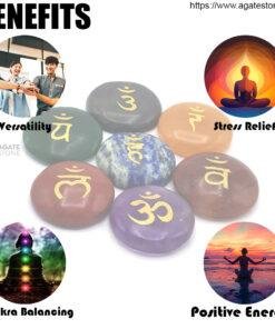 Sanskrit Spiritual Chakra Stone Set with 7 Chakra Stones and Symbols Crystal Chakras Set 3