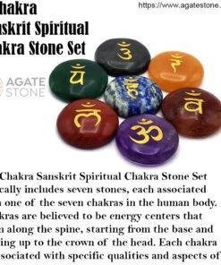 Sanskrit Spiritual Chakra Stone Set with 7 Chakra Stones and Symbols Crystal Chakras Set 4