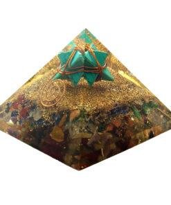 7 Chakra Orgonite Pyramid with Turquoise Merkaba Star