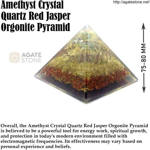 Amethyst Crystal Quartz Red Jasper Orgonite Pyramid 4