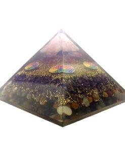 Amethyst with Flower Of Life Unique Orgonite Pyramid