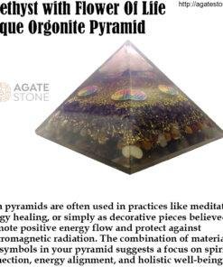 Amethyst with Flower Of Life Unique Orgonite Pyramid 4