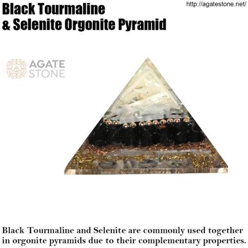 Black Tourmaline & Selenite Orgonite Pyramid 1