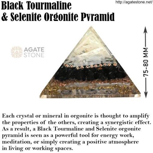 Black Tourmaline & Selenite Orgonite Pyramid 4