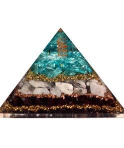 Blue Onyx Rainbow Moonstone & Garnet Orgonite Pyramid