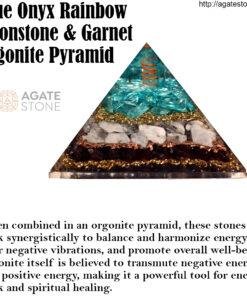 Blue Onyx Rainbow Moonstone & Garnet Orgonite Pyramid 4