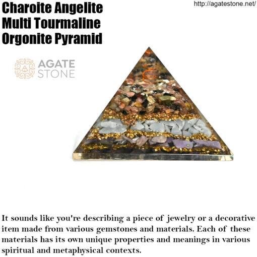 Charoite Angelite Multi Tourmaline Orgonite Pyramid 1