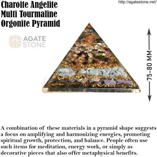 Charoite Angelite Multi Tourmaline Orgonite Pyramid 4