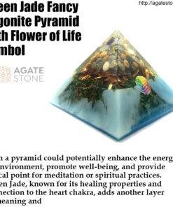 Green Jade Fancy Orgonite Pyramid with Flower of Life Symbol 1