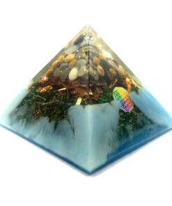 Green Jade Fancy Orgonite Pyramid with Flower of Life Symbol