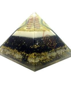 Rainbow Moonstone & Black Tourmaline Orgonite Pyramid