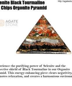 Selenite Black Tourmaline Mix Chips Orgonite Pyramid 1